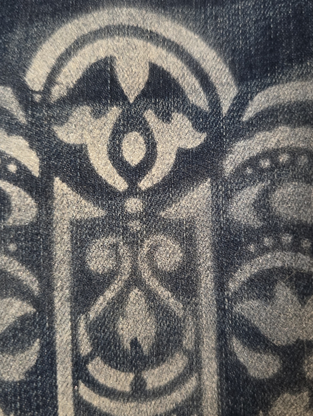 HANDCRAFTED Upcycled Denim Boho Skinny Jeans HANDPAINTED Mandala Hamsa Size 11 - Picture 10 of 14